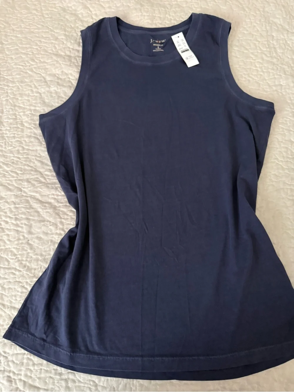 J.CREW Broken-In Men's Navy Tank Top Size S Classic Fit Cotton Crew Tagless